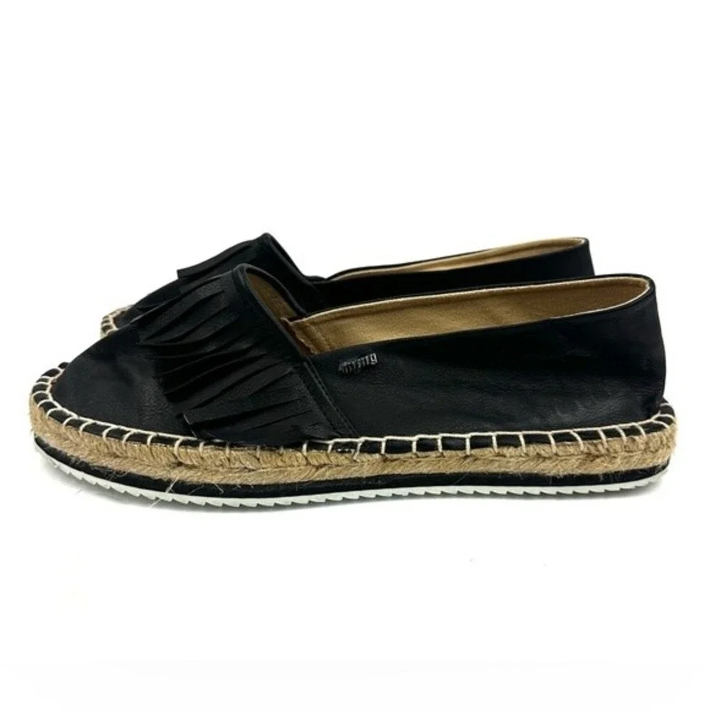 MTNG Black fringe Accent Espadrille Sz 41 (9.5)